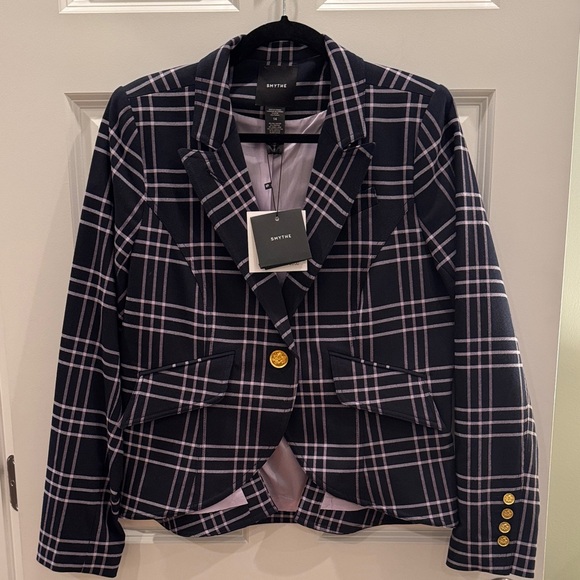 Smythe Jackets & Blazers - Smythe One Button Blazer - Navy and Lilac